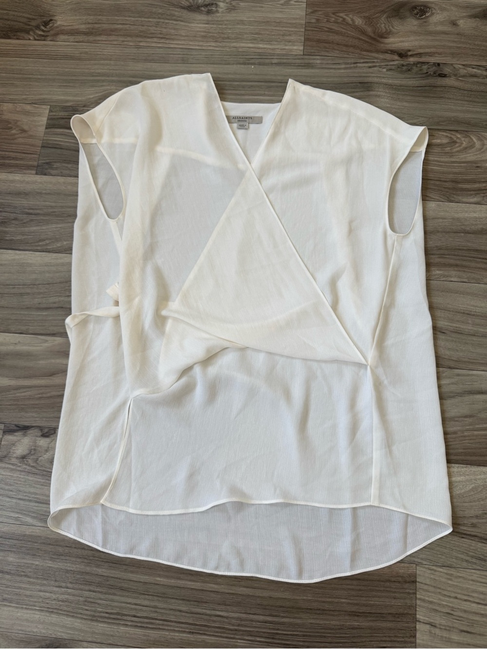 All Saints Mia V-Neck Surplice Top Blouse in Chalk White Size Medium